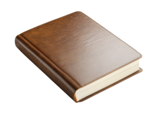 Closed brown leather book isolated