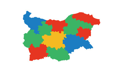 Bulgaria regions map colored