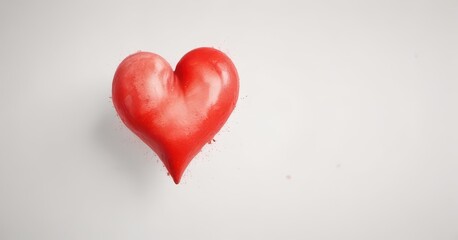Obraz premium Watercolor red heart on white background with subtle texture and blended edges , white, love art