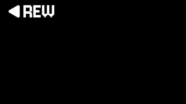 VHS tape playing with an arrow in a black backdrop. Suitable for presentations, banners, websites, or social media posts.