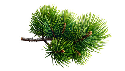 Vivid close-up of a pine branch with bright green needles on a dark background