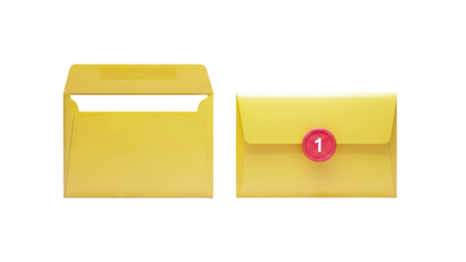 Yellow Envelopes with Notification Badge