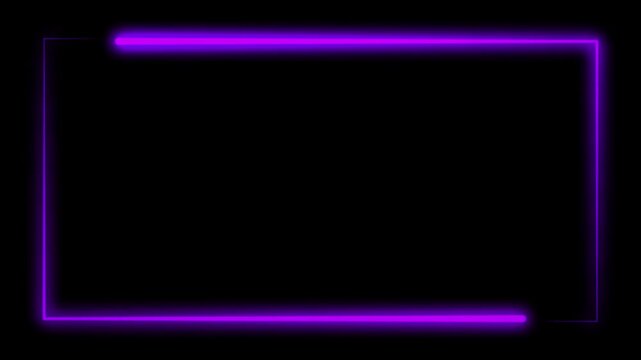 purple neon webcam overlay with curved glowing lines and smooth edges on transparent alpha channel