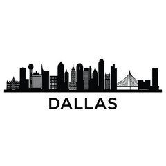 Obraz premium Dallas skyline silhouette with city name prominently displayed below the buildings