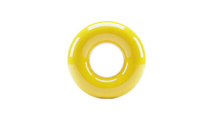 Glossy Yellow Ring Object on White Background