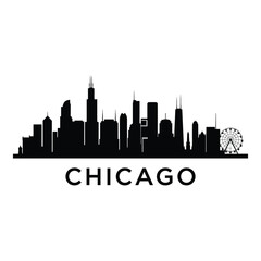 Naklejka premium A striking black silhouette of the chicago skyline with city name below