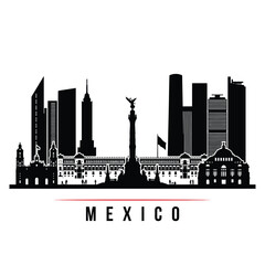 Obraz premium Mexico city skyline silhouette with angel of independence monument displayed