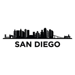Obraz premium San diego skyline silhouette with text displaying the city s name