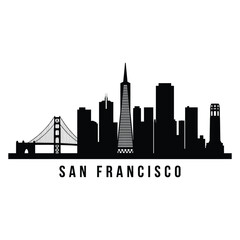 Obraz premium San francisco skyline silhouette showcasing iconic landmarks and city buildings