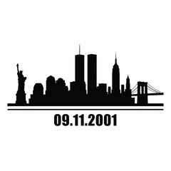 Obraz premium New york city skyline silhouette with a remembrance date below it