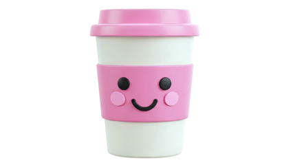 Cute Kawaii Coffee Cup with Pink Face