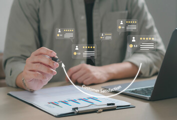 Rating services based on user experience: Consumers give five-star ratings and provide feedback on quality. Business reputation ranking from buyers; online customer satisfaction.