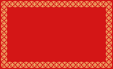 chinese new year blank frame, traditional asian vector border, wedding banner or holiday post card template, golden ornament on red background