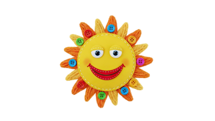 Happy Sun Craft with Buttons and Yarn