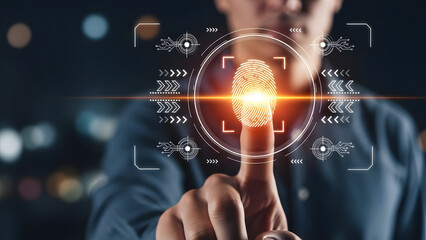Biometric authentication with glowing fingerprint scan