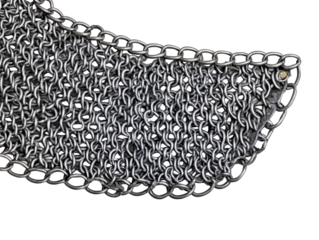 Curved Section of Metal Chainmail Armor Isolated
