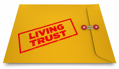 Living Trust Estate Will Legal Document Yellow Envelope Stamped 3d Illustration