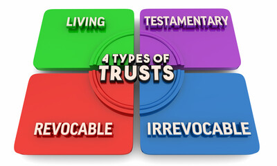 4 Types of Trusts Legal Documents Wills Estate Planning 3d Illustration