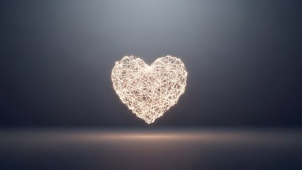 Glowing heart made of connections on dark background