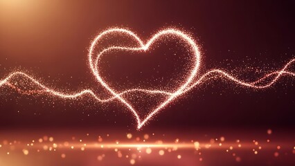 Sparkling heart symbol with glowing lines on dark background