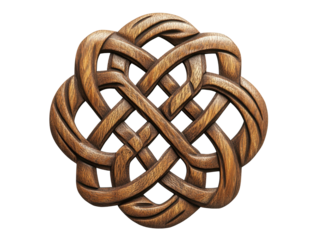 Intricate Celtic Knot Wooden Ornament Isolated