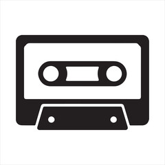 Obraz premium Silhouette audio tape cassette retro technology isolated object Vector illustration