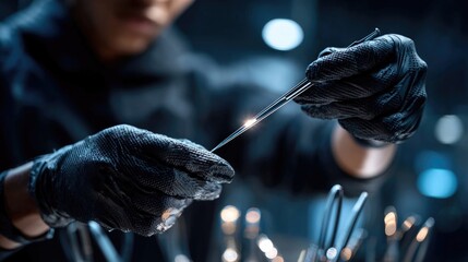 Professional Piercer Hands Holding Sterilized Needle with Precision

