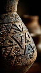 Macro Close Up of Cultural Pottery Showing Intricate Craftsmanship
