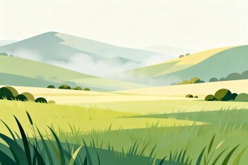 Landscape with rolling hills and grass