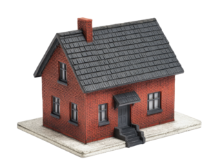 Miniature red brick house isolated