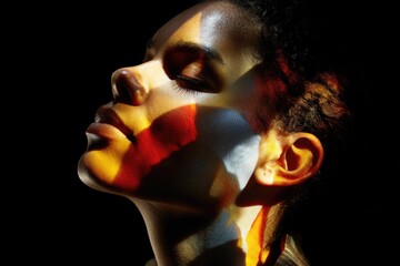 Artistic Face Portrait with Overlapping Light Representing Inclusivity
