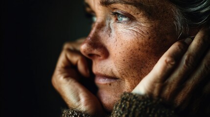 Authentic Close Up Portrait Highlighting Natural Skin Texture and Emotion
