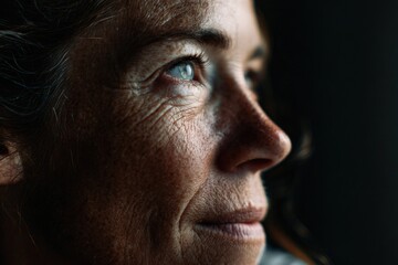 Intimate Human Face Portrait Showing Freckles Lines and Life Stories
