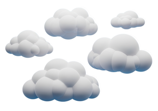 White Fluffy 3D Cloud Formation on Transparent Background with Layered Cumulus and Soft Edges for Designs - Powered by Adobe