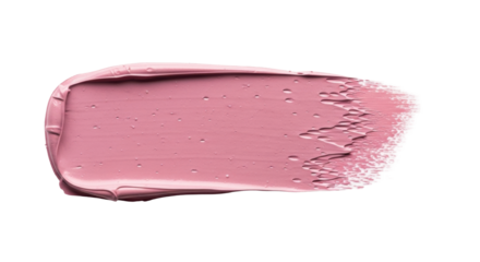 Horizontal muted rose pink brush stroke with intricate texture, visible bristles, and paint impasto on a pristine transparent background with copy space, controlled studio lighting. Modern abstract