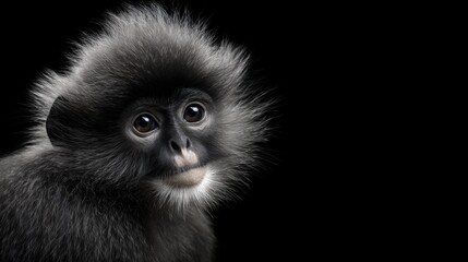 Fototapeta premium Captivating Portrait of an Adorable Black-Furred Primate with Large Eyes