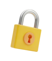 Naklejka premium Yellow Metal Padlock with Keyhole on Transparent Background Depicting Security and Protection Themes