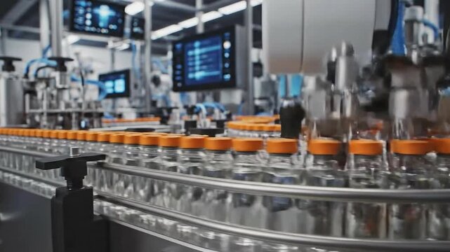 Automated industrial manufacturing line with robotic machinery