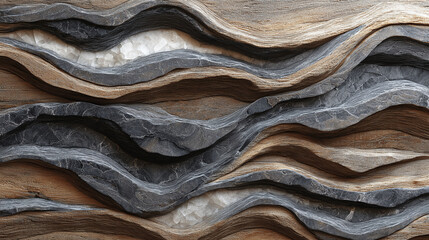 An abstract composition featuring undulating layers with earth tone colorings and textures, capturing the essence of organic flow. This image is perfect for backgrounds and designs