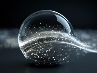 glass sphere on black background