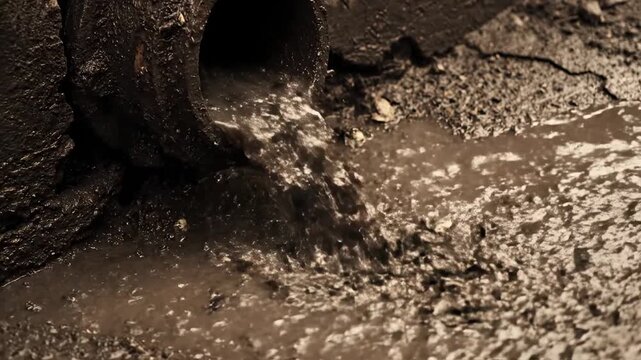 Water Pollution Crisis: Dirty Drain Pipe Dumps Waste into Environment