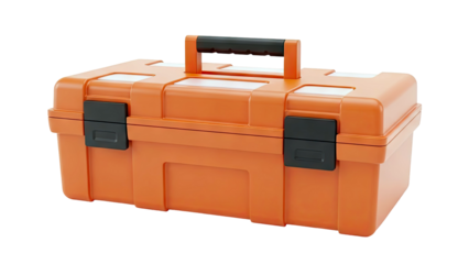 Orange Plastic Toolbox with Black Handle and Latches
