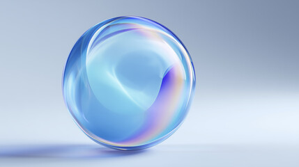 glass sphere on blue background