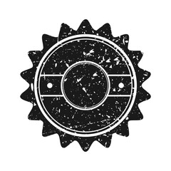 Post stamp, label or badge. Grunge imprint and postmark. Brown vintage circle postcard watermark. Used envelope design element. Vector illustration