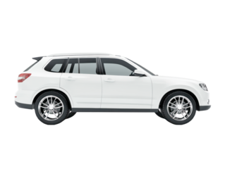 White modern SUV side view isolated
