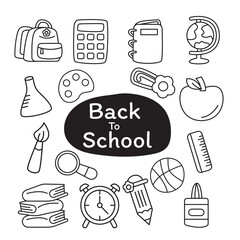Back To School White Background with School Icons Illustration