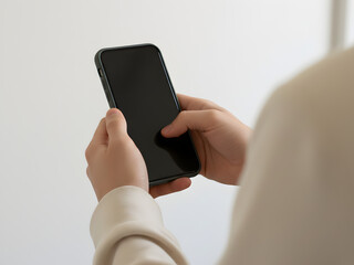 Visual focus on hands highlights simple, everyday digital activity modern