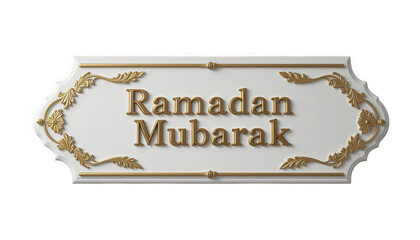 Elegant Ramadan Mubarak greeting with gold accents on white