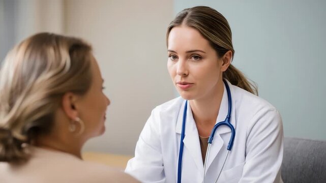 Young female doctor consultation with patient clinic, female stethoscope consultation patient