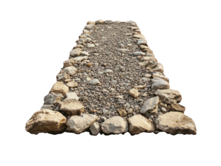 Gravel Pathway with Stone Border Isolated